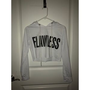 “Flawless” White Cropped Hoodie